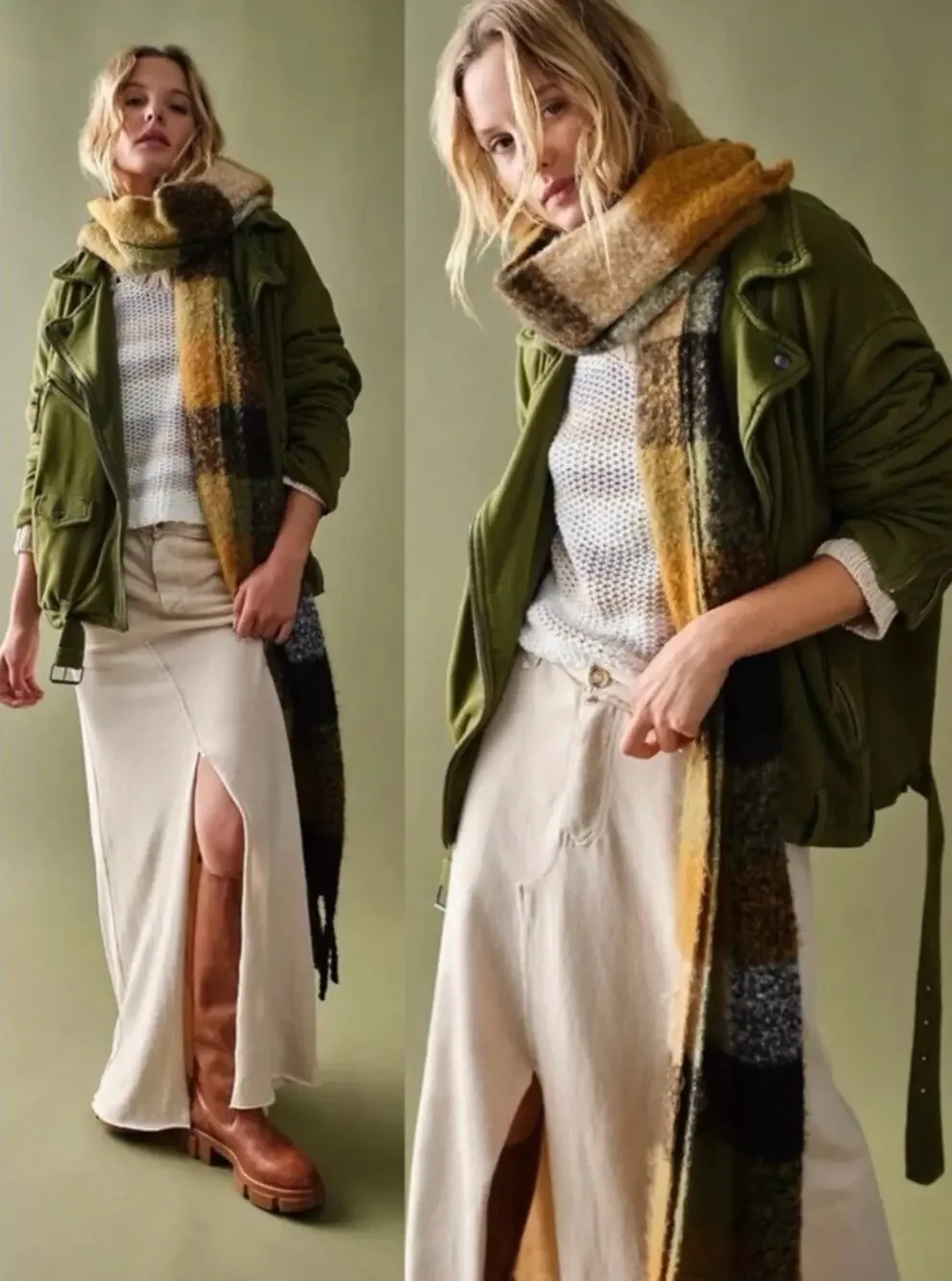 Free People We The Free Rebel Knit Oversized Moto Jacket Olive Green Size Medium